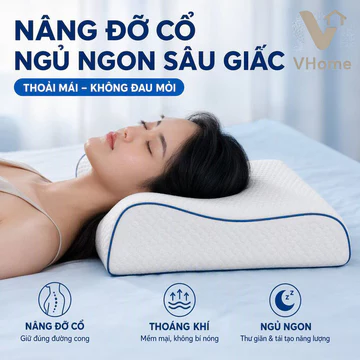Gối Ngủ Memory Foam Công Thái Học Nâng Đỡ Cổ Gối Nằm Gối Ngủ Chống Đau Vai Gáy