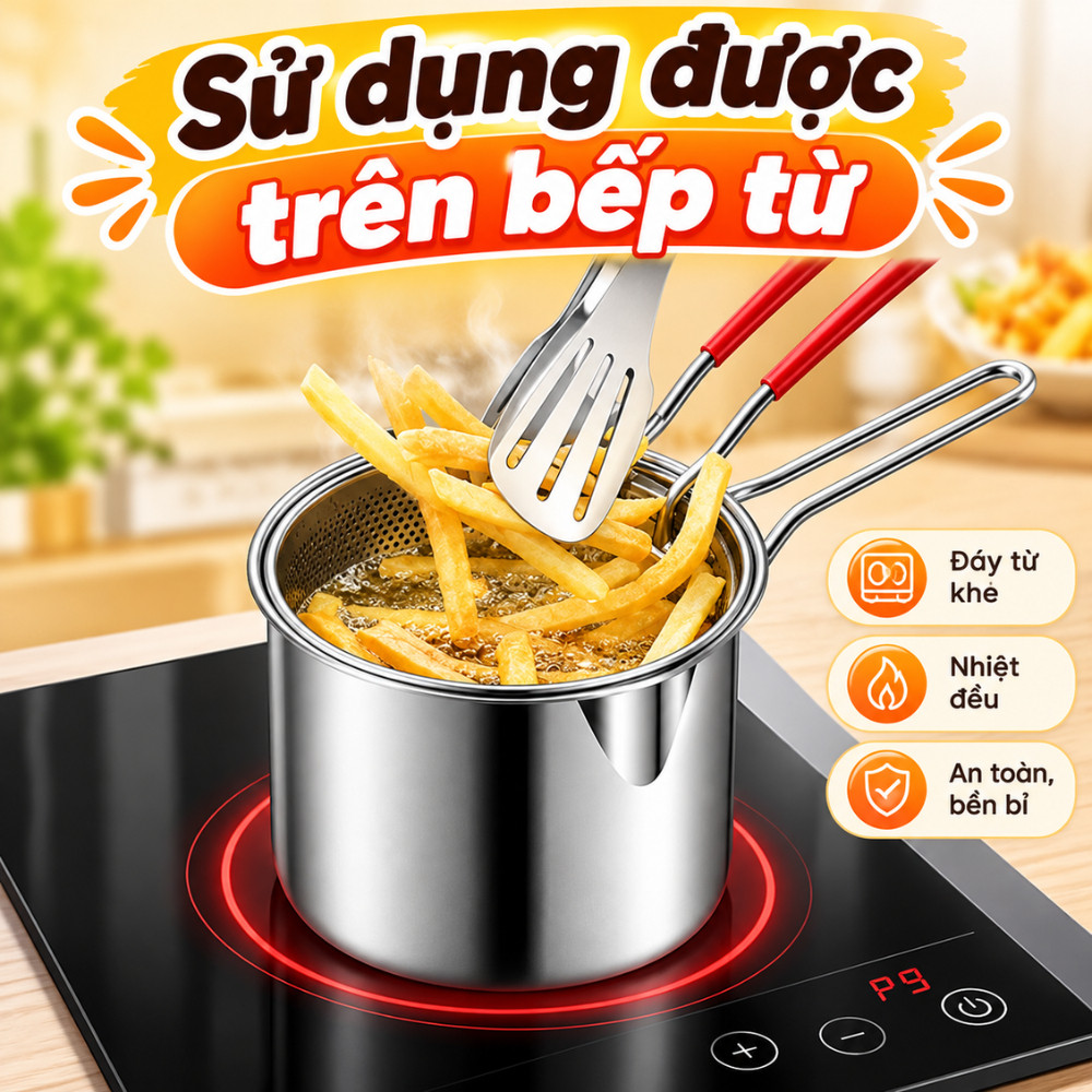 Nồi Chiên Ngập Dầu 1200ml Inox 304 Có Rổ Vớt, Nồi Chiên Sâu Dùng Cho Gia Đình | BigBuy360 - bigbuy360.vn