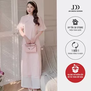 Áo Dài Thanh Uyển - Áo Dài Suông Sổ Tàu Cách Điệu, Phối Tơ 2M07.2509. Áo Dài Nữ Cách Tân Hiện Đại Sang Trọng Thiết Kế JM