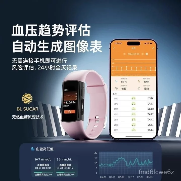 Vòng đeo tay thông minh theo dõi sức khỏe, đo đường huyết và huyết áp, đồng hồ thể thao, theo dõi giấc ngủ, đo nồng độ o – 5