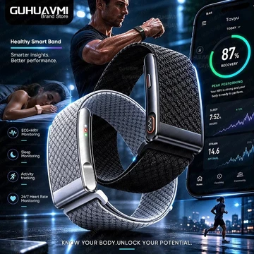 GUHUAVMI ECG + HRV Health Vòng tay thông minh Đo nhịp tim Huyết áp Mỡ cơ thể BMI Nhiệt độ cơ thể 3ATM Theo dõi sức khỏe Đồng hồ thông minh