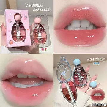 Hàng sẵn có Gương sáu màu Lip Jelly Dưỡng ẩm Dưỡng ẩm Ánh sáng dưỡng ẩm Nước bóng Màu sắc Rendering Glass Toot White Son môi Son bóng Giá rẻ 9.9