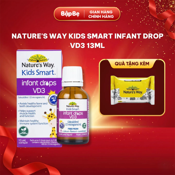 Nature's Way Kids Smart Infant Vitamin D3 Drops 13ml – Vitamin D3 Thuần Cho Trẻ Sơ Sinh Và Trẻ Nhỏ