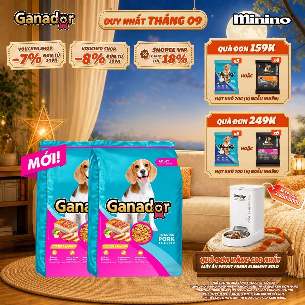 [Sản phẩm mới] Combo 2 Thức ăn hạt Ganador cho chó vị Heo Quay 3kg
