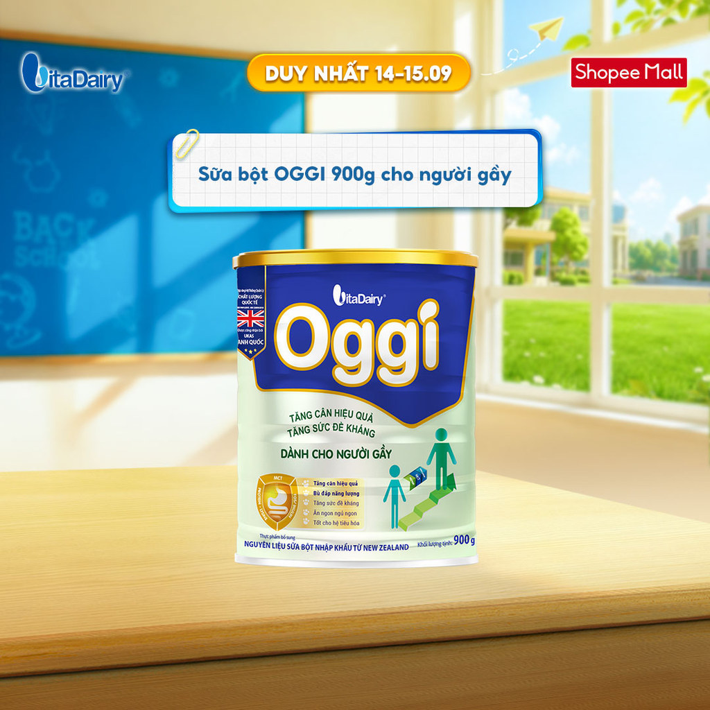 Sữa bột Oggi dành cho người gầy - Bổ sung năng lượng, hỗ trợ tăng cân khoẻ - Lon 900g