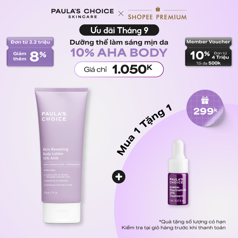 Kem dưỡng thể làm sáng da và làm đều màu da Paula's Choice Skin Revealing Body Lotion 10% AHA 210ml 5900