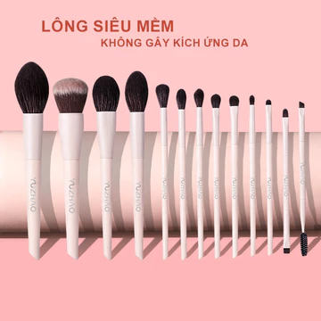 [Mẫu mới nâng cấp] Bộ cọ trang điểm 13 món màu hồng, lông siêu mềm không gây kích ứng da, tay cầm trắng sang trọng, full set cọ nền, cọ má hồng, cọ mắt, cọ môi, cọ lông mày