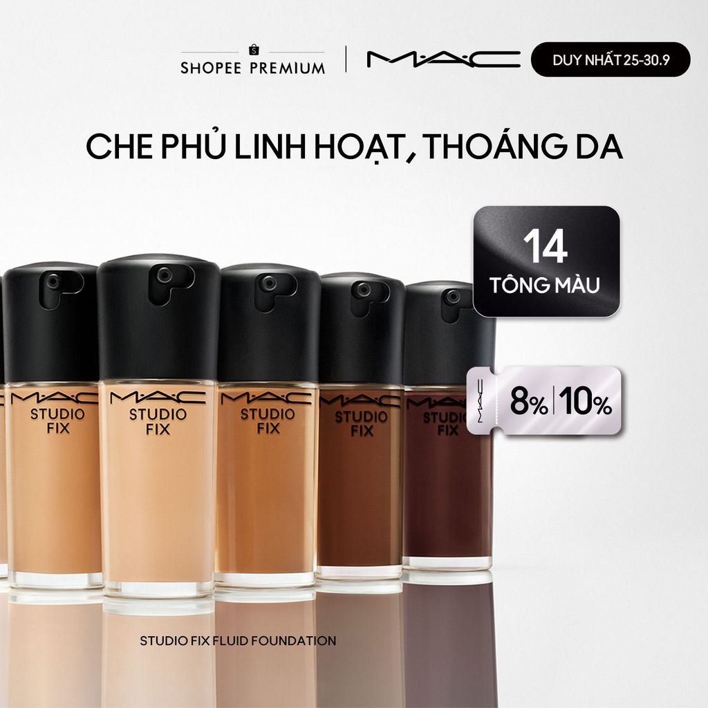 Kem nền mịn lì MAC Studio Fix Fluid SPF 15 30ML | Kết cấu dạng lỏng, kiềm dầu và bền màu suốt 24H
