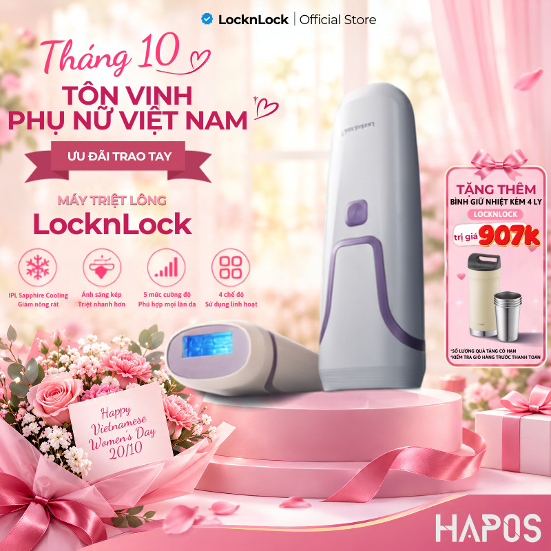 Máy triệt lông LocknLock ENC312IVY, làm lạnh Sapphire, 4 chế độ tự động, ánh sáng kép - HAPOS LOF