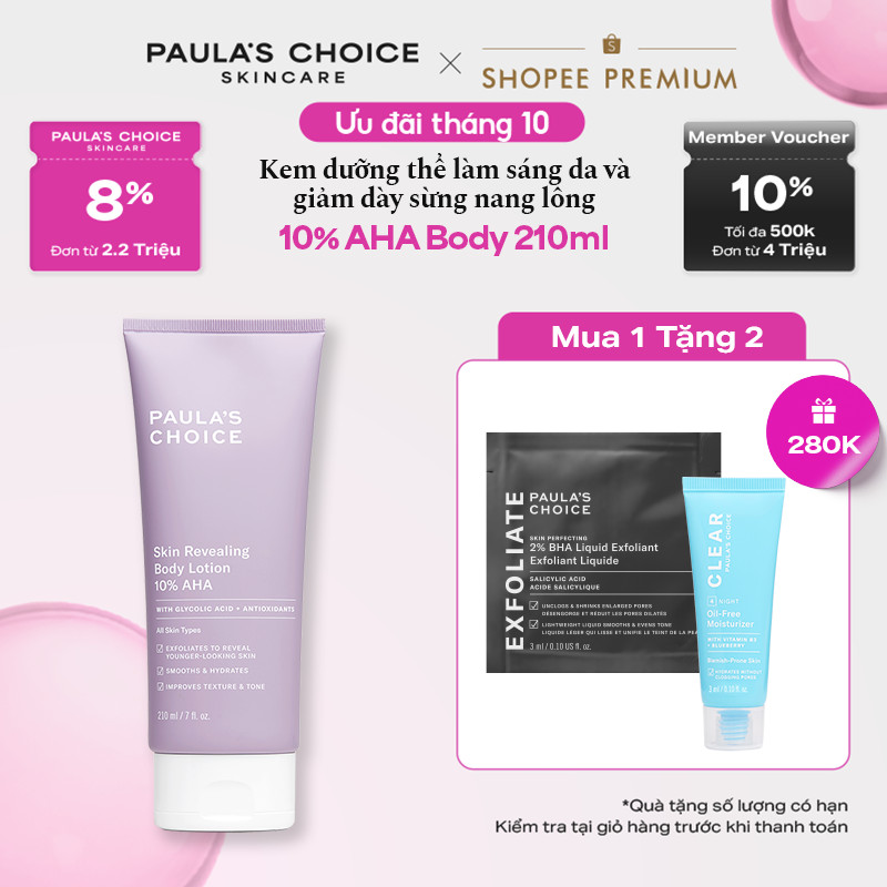 Kem dưỡng thể làm sáng da và làm đều màu da Paula's Choice Skin Revealing Body Lotion 10% AHA 210ml 5900