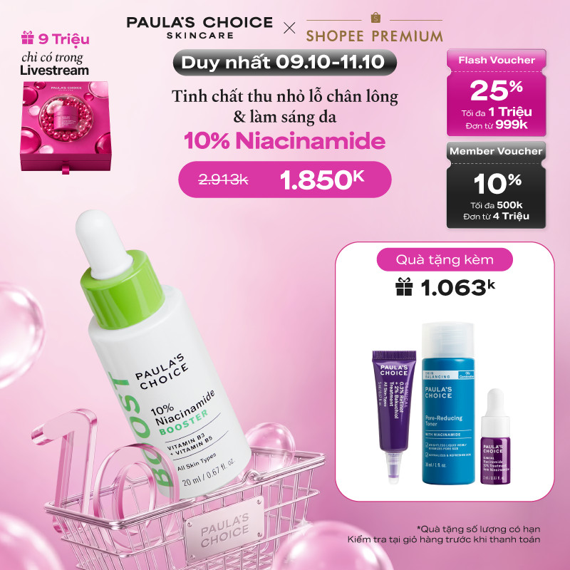 Tinh chất giúp thu nhỏ lỗ chân lông và làm sáng da Paula's Choice 10% Niacinamide Booster 20ml 7980