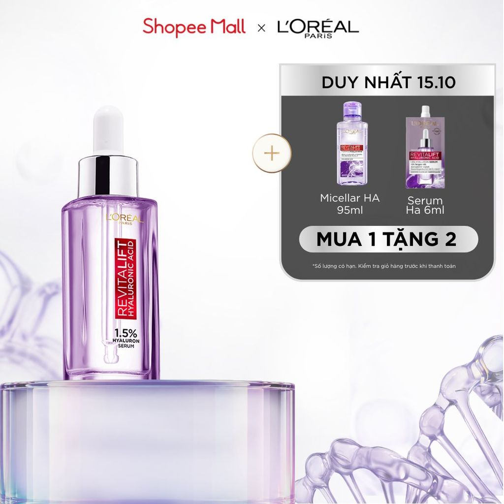 Serum dưỡng cấp ẩm tức thì, giúp làm giảm nếp nhăn & căng mướt da L'Oreal Paris Revitalift 1.5% Hyaluronic Acid 30ml