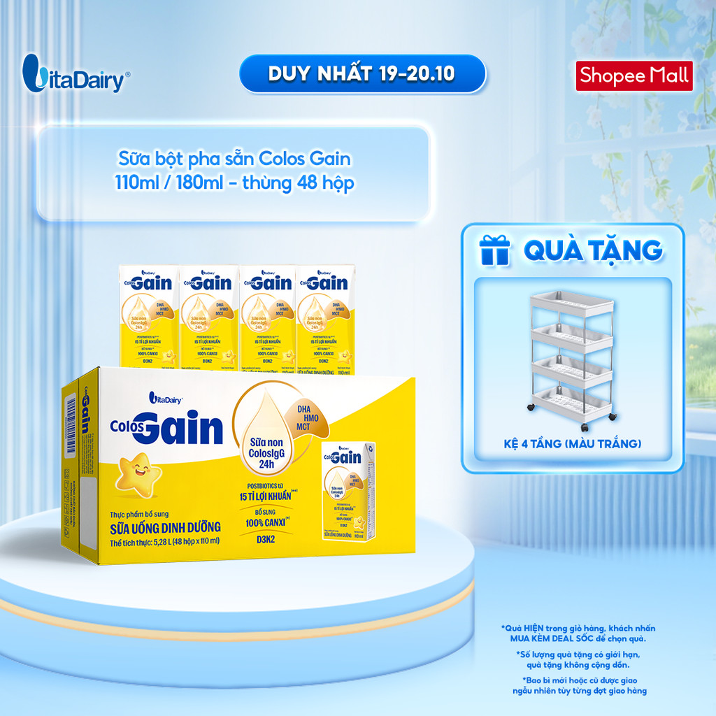 [THÙNG 48 HỘP] Sữa uống dinh dưỡng Colos Gain 110ml/180ml cải tiến - Giúp bé cải thiện cân nặng, bổ sung năng lượng