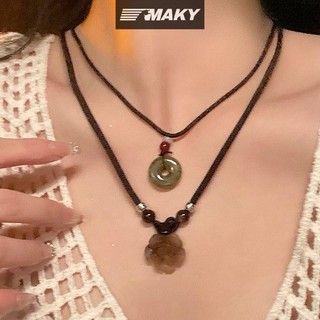 Newwellknownepic Mới Phong Cách Trung Hoa Đính Hạt Hoa Trà Hòa Bình Khóa Mặt Dây Chuyền Vòng Cổ Áo Len Dây Chuyền Vòng Cổ Trang Sức Quà Tặng VN