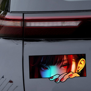 Xe Đạp Đường Bộ Anime Mắt Cá Tính Trang Trí Ô Tô Laser Hai Chiều Phía Sau Sửa Đổi Miếng Dán Thay Đổi Để JL9U