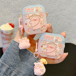 Ống hút rơm Lulu Pig cho AirPods 1 / 2 3 Pro Pro2 pro3 Airpod4 Bộ tai nghe Vỏ bảo vệ Bluetooth không dây AirPods Pro i3 i4 pro3 Vỏ bảo vệ tai nghe