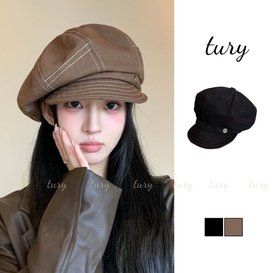 Mũ Beret Nữ - Tury - Mũ Nồi lưỡi trai basic Phối Khuy Tròn Cá Tính - MN073