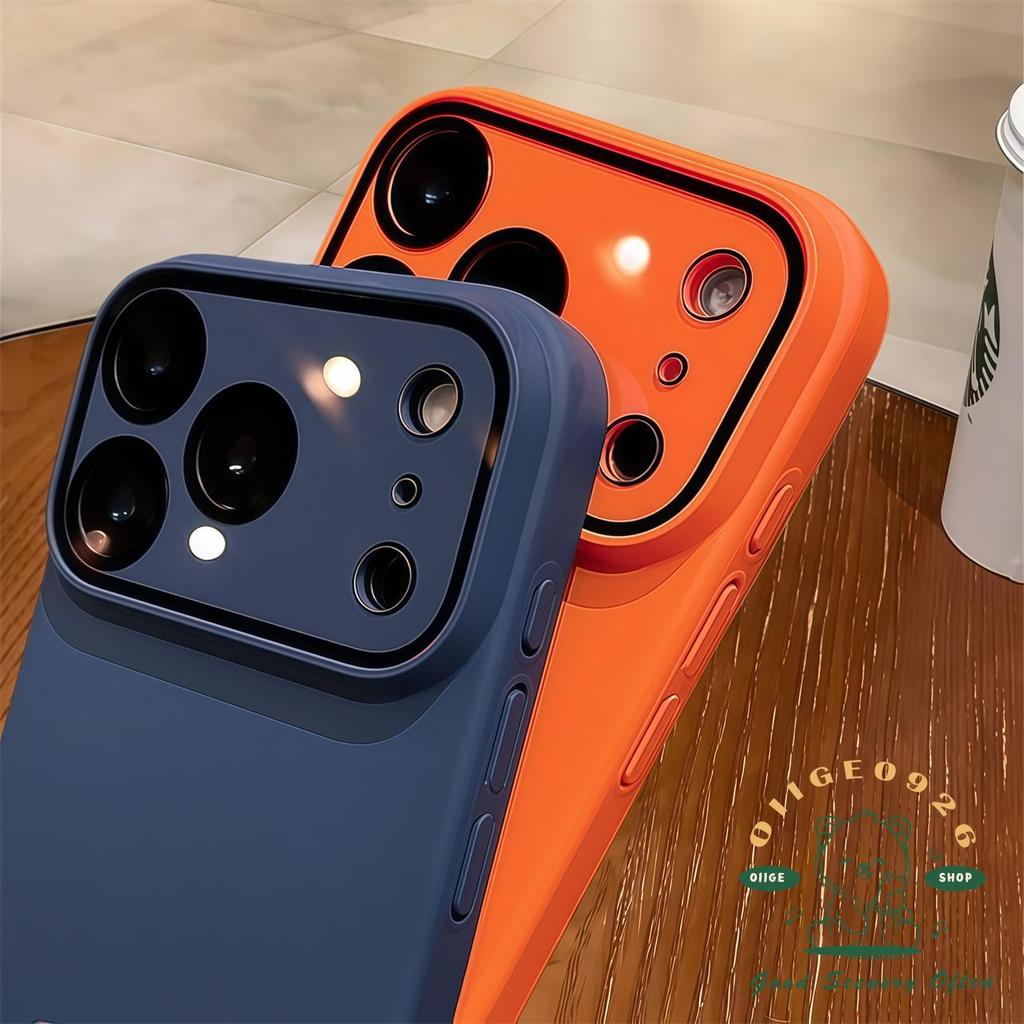 【 Ốp lưng iPhone17 】 Vỏ điện thoại tẩy tế bào chết da siêu mỏng màu cam iPhone 17 Pro Max 16 15 14 13 12 cho vỏ iPhone Vỏ cứng PC chống sốc