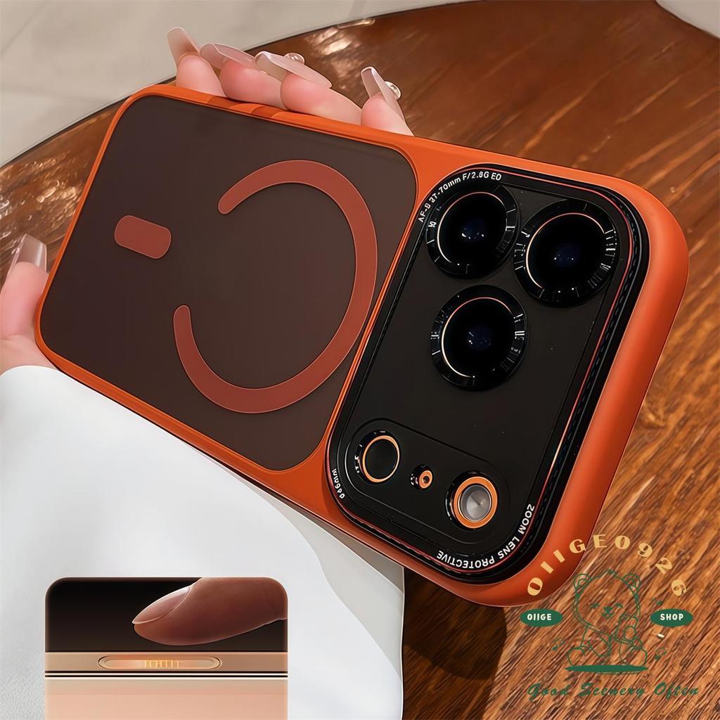 【 Ốp lưng iPhone17 】 Vỏ điện thoại từ tính Scrub màu cam iPhone17 Pro Max 16 15 14 cho vỏ iPhone Vỏ mềm silicon TPU chống sốc