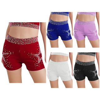 Yhong Trẻ Em Bé Gái Sáng Bóng Kim Cương Giả Thể Dục Vũ Trang Phục Co Giãn Dây Thắt Lưng Quần Short