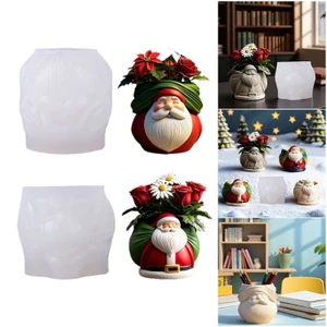 SA Santa Face Khuôn Silicon Cho Máy Trồng Bê Tông Nhựa Nghệ Thuật Và Quà Tặng Lễ Hội