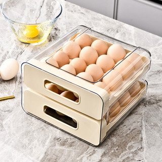 Hộp Khay Đựng Trứng 2 Tầng Xếp Chồng Tiện Lợi, Khay Bảo Quản Trứng Tủ Lạnh 32 Ô Nắp Đậy Chống Bụi
