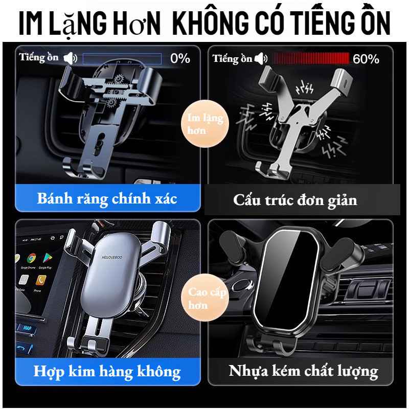 Giá đỡ điện thoại ô tô, Kẹp cửa gió, Gọng kim loại, siêu bền, điều chỉnh linh hoạt, độ bền cao