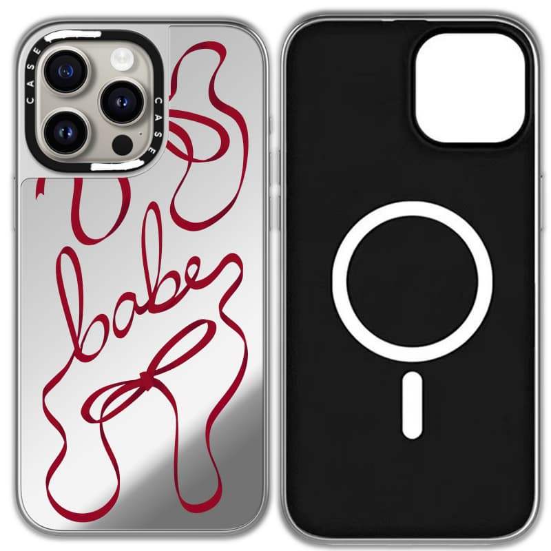 CASECASE X Baby Case Black & Sliver Mirror Vỏ iPhone hút từ tính cho iPhone 17 Air 16 15 14 13 12 Pro Max Plus Ốp lưng cứng có hộp khắc logo