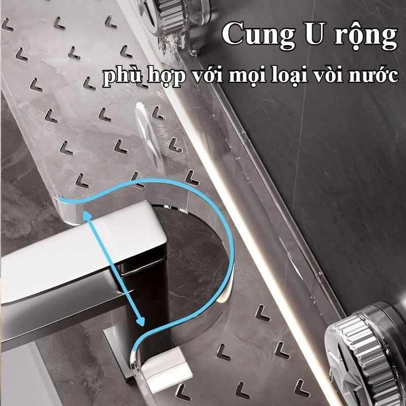 Kệ Đựng Đồ Gắn Bồn Rửa Mặt Trong Suốt, Hút Chân Không Có Lỗ Thoát Nước – Kệ Nhà Tắm Đa Năng Tiện Lợi