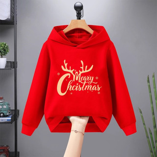 Áo Hoodie Giáng sinh màu đỏ cho trẻ em Áo ấm áp Trang phục lễ hội ngày lễ Quần áo mùa đông cho bé gái và bé trai