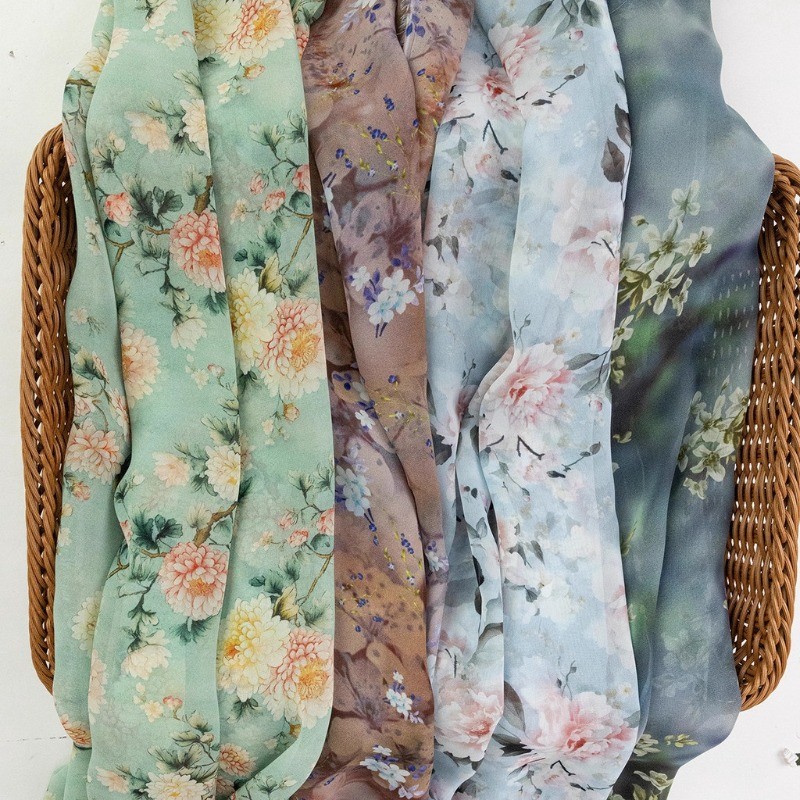 Georgette Voan Khăn Vải Mỏng Khăn Lụa Cổ Trang Phục Hanfu Mùa Hè Đi Biển Váy Vải 50x150cm