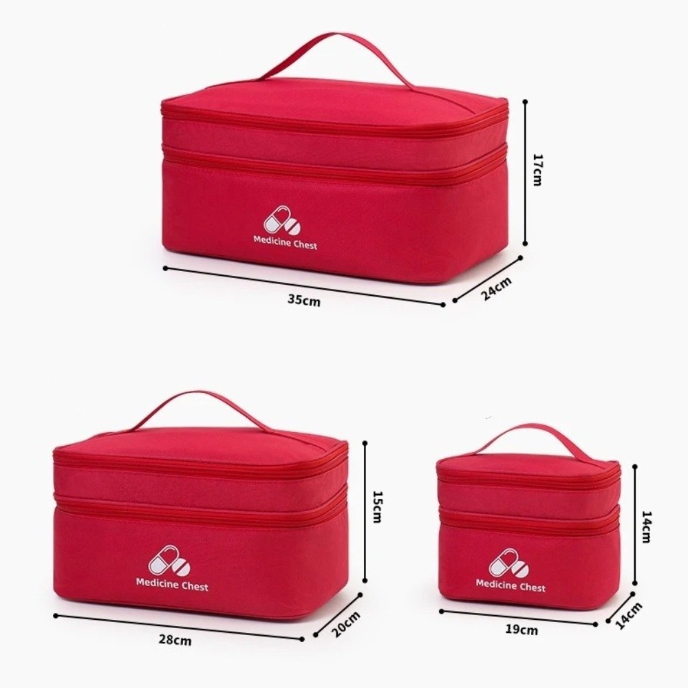HOBBYIN Túi đựng thuốc HOBBYIN, Túi sơ cứu màu trơn có dây kéo, Túi đựng sức khỏe trường học hai lớp dung tích lớn di động tại nhà