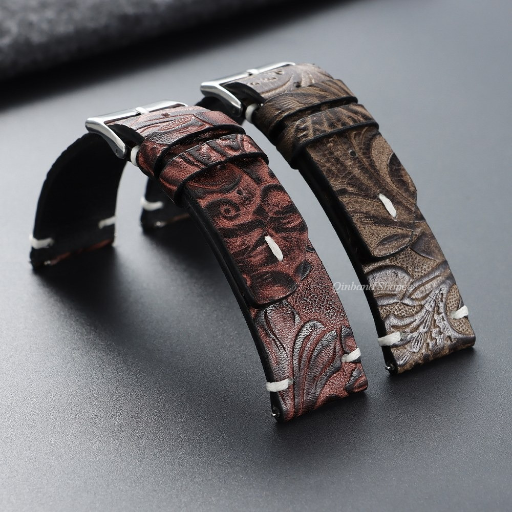 Dây đeo đồng hồ bằng da thật cổ điển 20mm 22mm Dây đeo đồng hồ phát hành nhanh cho SEIKO 5 thợ lặn lặn TUNA Samurai dành cho nam nữ Vòng tay thay thế