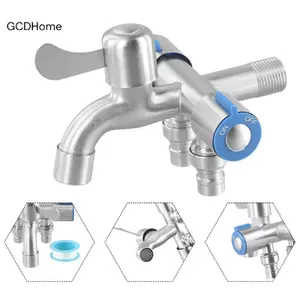 GCDHome Thép không gỉ Đa chức năng Một thành Ba ra Máy giặt Vòi ba điều khiển trong nước Diverter Van tam giác bốn chiều HOT