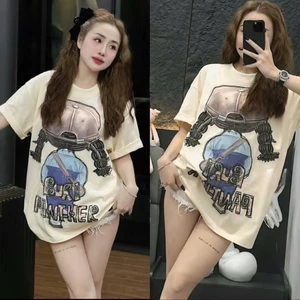 （Giao hàng 24h）Angela Áo phông nữ in hình CÔ GÁI đội mũ kim tuyến Hottrend. Áo thun nữ xinh chất cotton cao cấp