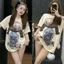 （Giao hàng 24h）Angela Áo phông nữ in hình CÔ GÁI đội mũ kim tuyến Hottrend. Áo thun nữ xinh chất cotton cao cấp