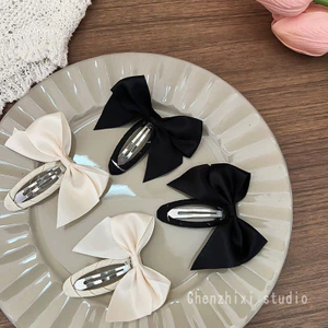 Kẹp tóc nơ quyến rũ dành cho nữ, Kẹp bên dễ thương phong cách Hàn Quốc với thiết kế ruy băng thanh lịch