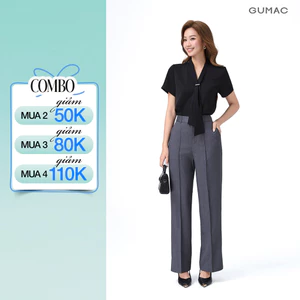 Quần Ống Suông Nữ 98cm GUMAC Quần Tây Công Sở Lưng Cao May Ly Chất Xược Hàn Cạp Cao Tôn Dáng LQF0714