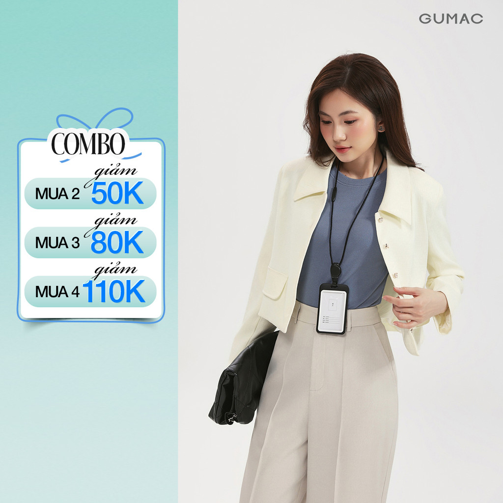 Áo Khoác Nữ GUMAC Dáng Lửng Form Suông 2 Lớp Thanh Lịch Hiện Đại LOWF0903