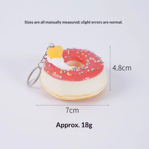 Móc khóa bánh rán kem thực tế Squishy Trang trí giảm căng thẳng