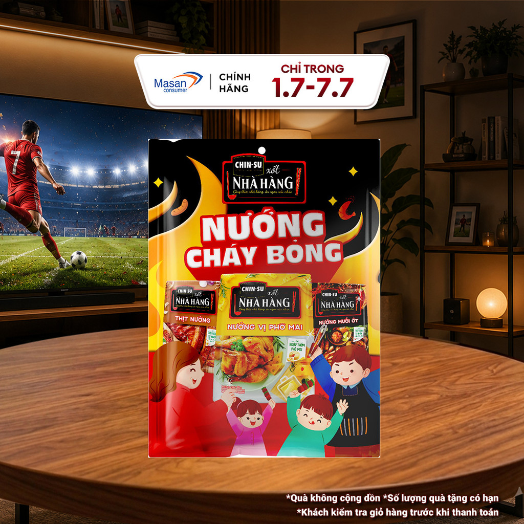 Combo CHIN-SU nướng cháy bỏng (1túi xốtThịt nướng mới 80gr + 1túi xốt nướng muối ớt 80gr + 1túi xốt nướng phô mai 80g)