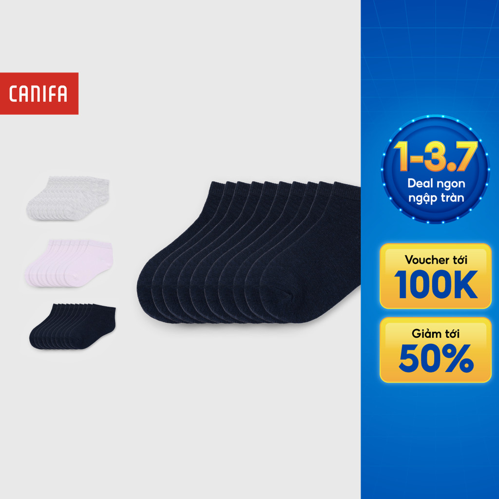 Combo 5 đôi tất unisex trẻ em CANIFA cổ trung mềm mại thoáng khí 3AX26A001