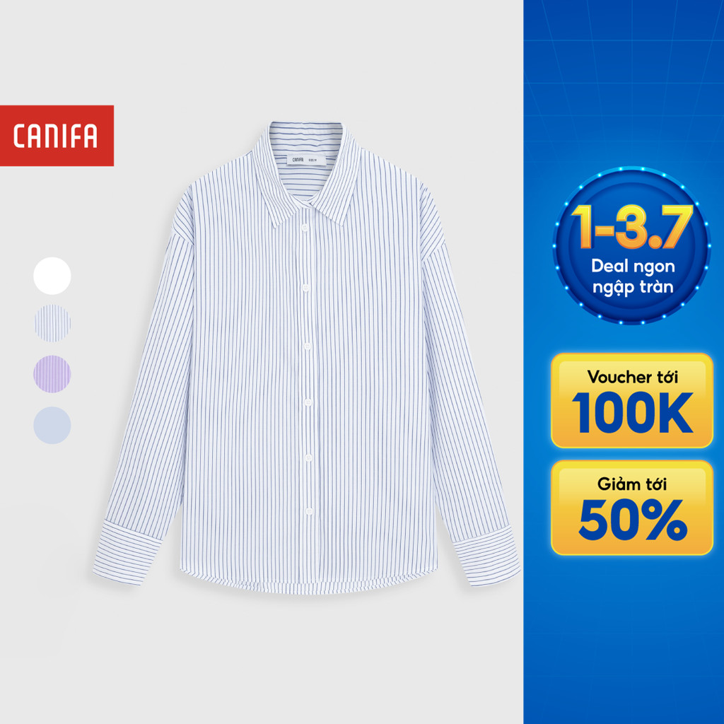 Áo Sơ mi nữ CANIFA dài tay cổ bẻ phong cách basic mặc đi học làm 6TH26S002