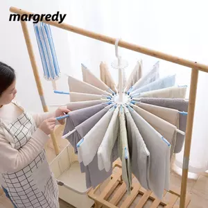 Thanh treo móc quần áo treo tã MARGREDY, Giá phơi ô đa chức năng tròn, Giá phơi quần áo có thể gập lại bằng nhựa