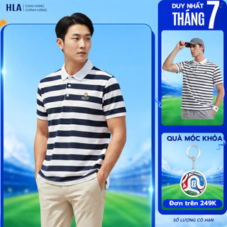 [BÁN CHẠY] Áo POLO nam tay ngắn HLA x ZOLA kẻ sọc, cổ bẻ tinh tế, năng động & co giãn