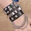 MAKY Punk Gothic Đầu Lâu Vòng Tay Dây Xích Kim Loại Đinh Tán Da PU Dây Đeo Tay Vòng Tay Vòng Tay Rộng Vòng Tay Nam Nữ Trang Sức VN