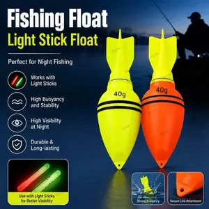PYCOU 2 Gói Phao Câu Cá, Chất Liệu EVA 40g-150g Trọng Lượng Nhẹ Dính Bobber, Đúc Dài Thiết Kế Bắt Mắt Nhựa Bobber Màu Nổi Bật Đuôi Tên Lửa Bobber Câu Cá Đêm