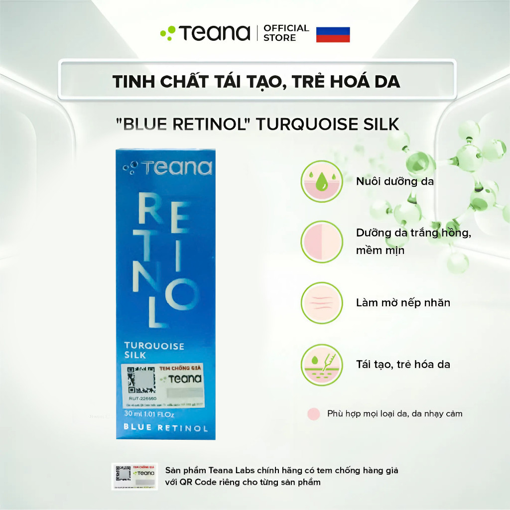 Serum Teana Rejuvenating With Blue Retinol Turquoise Silk giúp tái tạo, trẻ hoá da 30ml