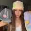 Niche Nút Lớn Dễ Thương Dopamine Chấm Bi Baotou Nắp Cọc Sọc Mũ Lạnh Áo Chui Đầu Lười
