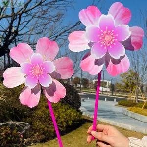 YOLOGO 1 / 2 Chiếc Đứng Bãi Cỏ Hoa Pinwheel, Multistyles Hoa Anh Đào Xoay Gió Cối Xay Gió, Đường Kính 19 / 21 / 32 / 36cm Tiệc Ngoài Trời Nhiều Màu Sắc Sân Vườn Cối Xay Gió